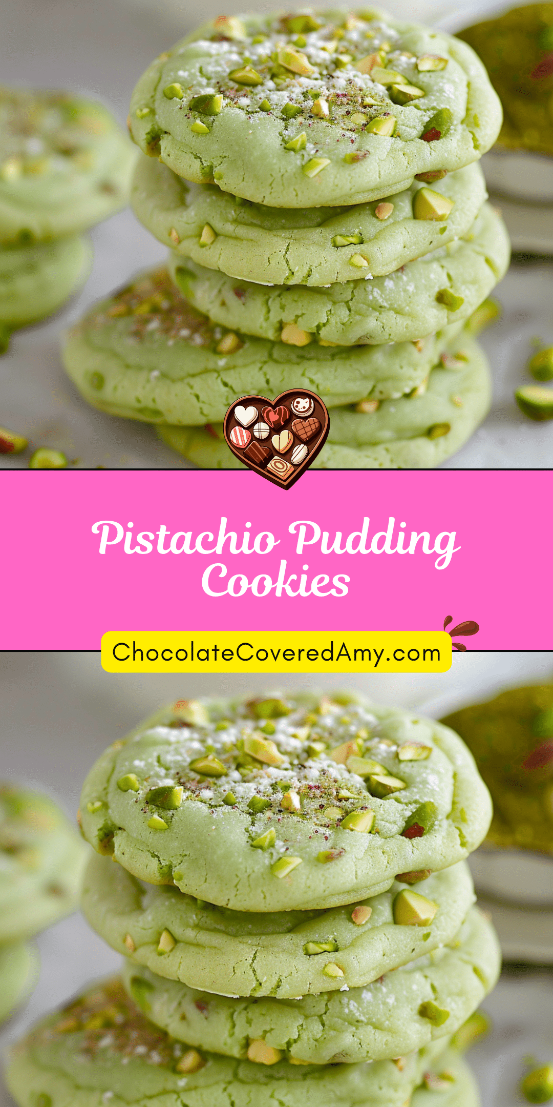 Pistachio and White Chocolate Pudding Cookies | ChocolateCoveredAmy