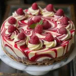 Elegant White Chocolate Raspberry Swirl Cheesecake