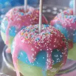 Colorful Candy Apples with Cotton Candy