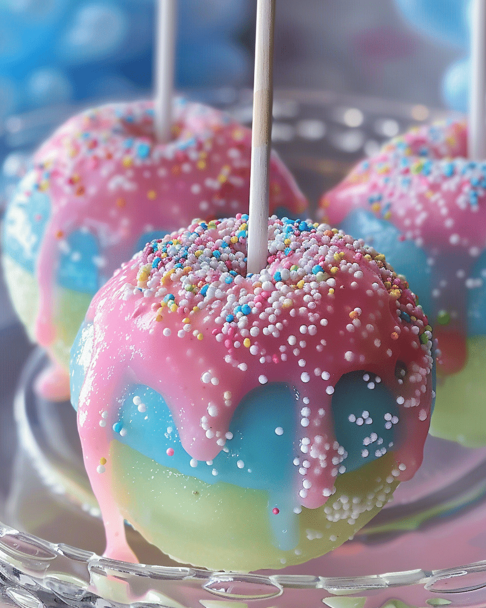 Colorful Candy Apples with Cotton Candy