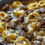 Cheesesteak Tortellini in Rich Provolone Sauce