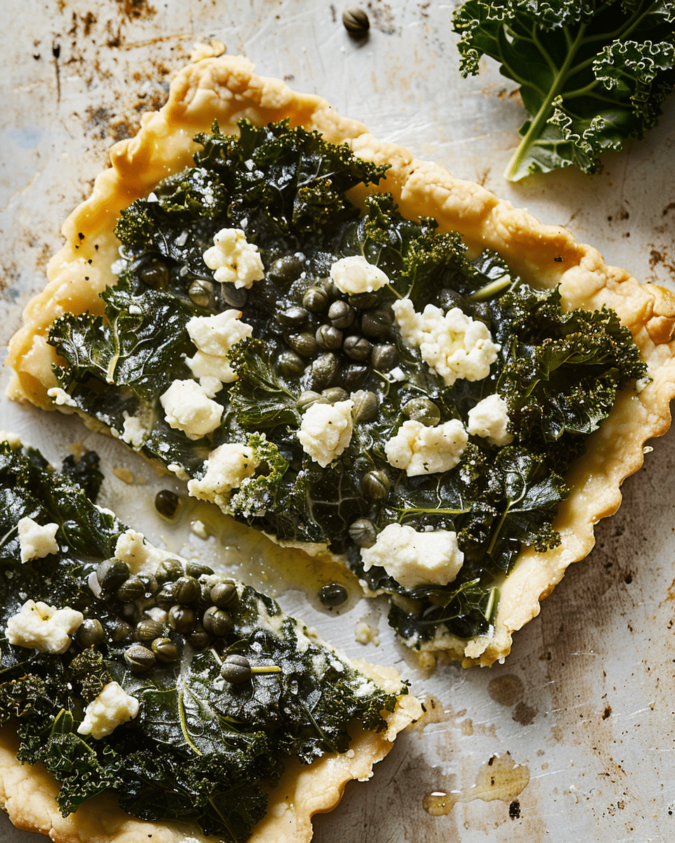 Creamed Kale Tart with Goat Cheese and Crispy Capers