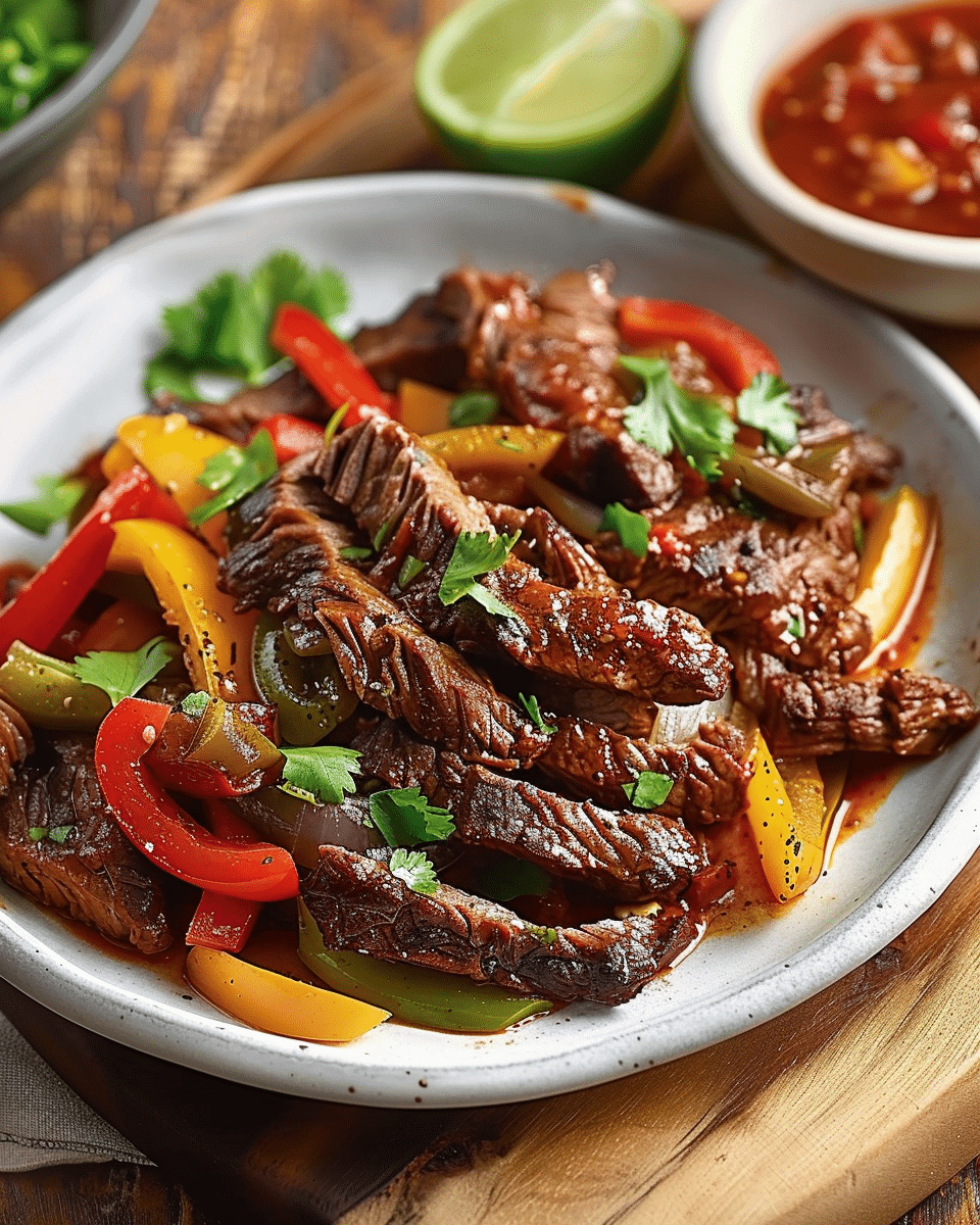 Mexican Braised Beef with Peppers and Onions