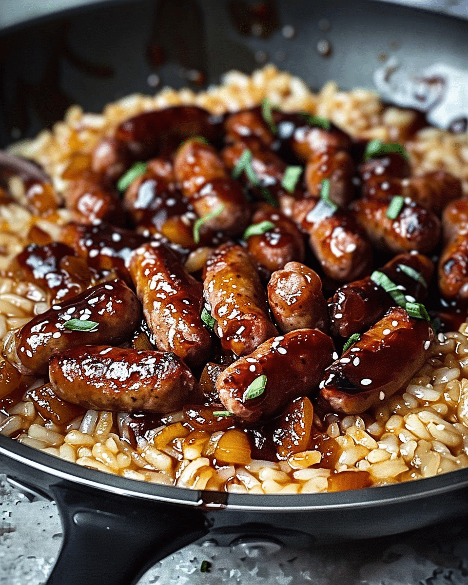 One-Pan Sweet & Tangy BBQ Sausage Rice