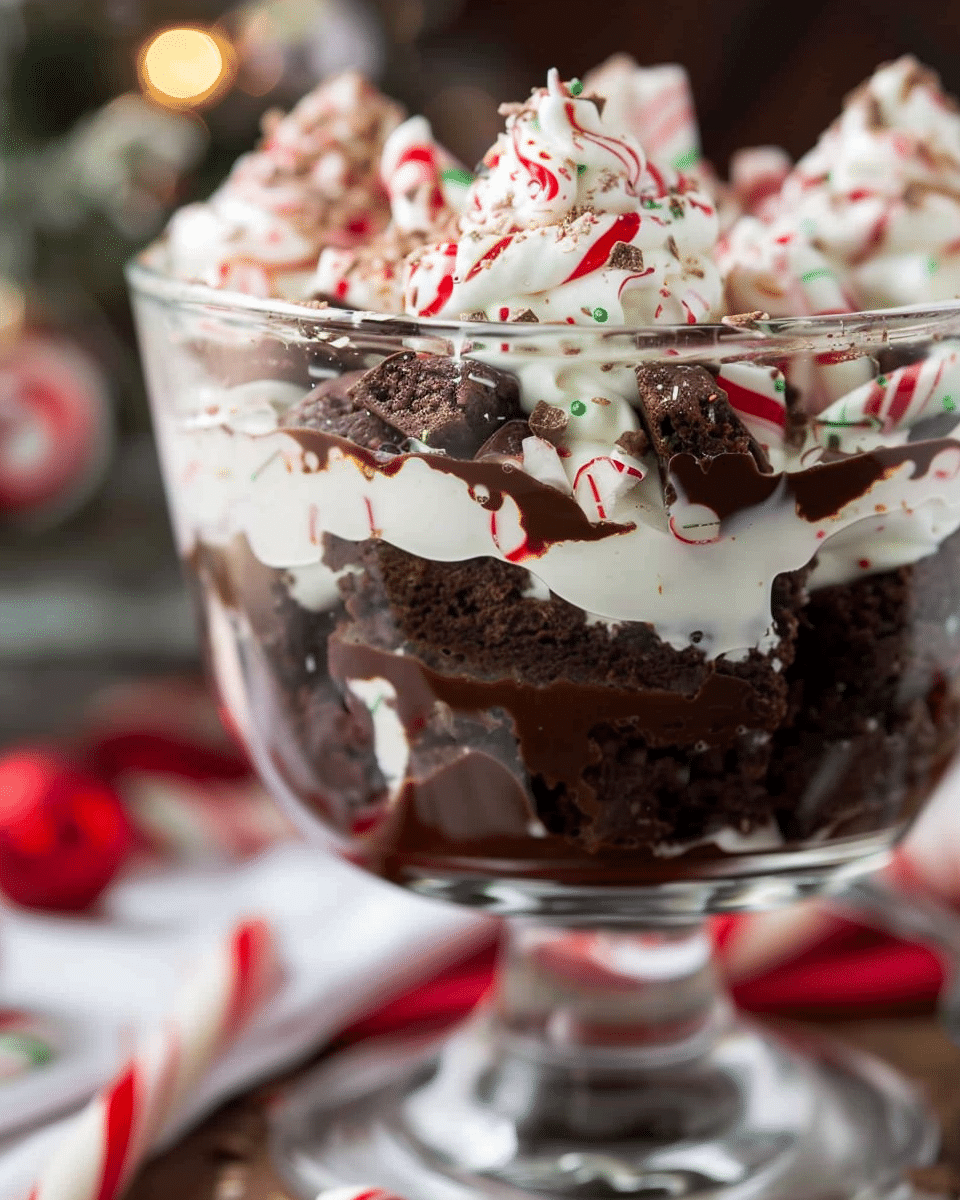 Candy Cane Brownie Trifle