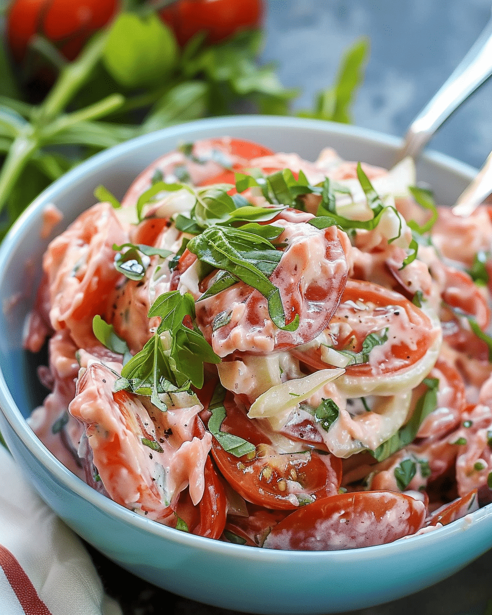 Creamy Tomato Basil & Sweet Onion Salad: Fresh and Flavorful