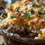 French Onion Ground Beef and Rice Casserole