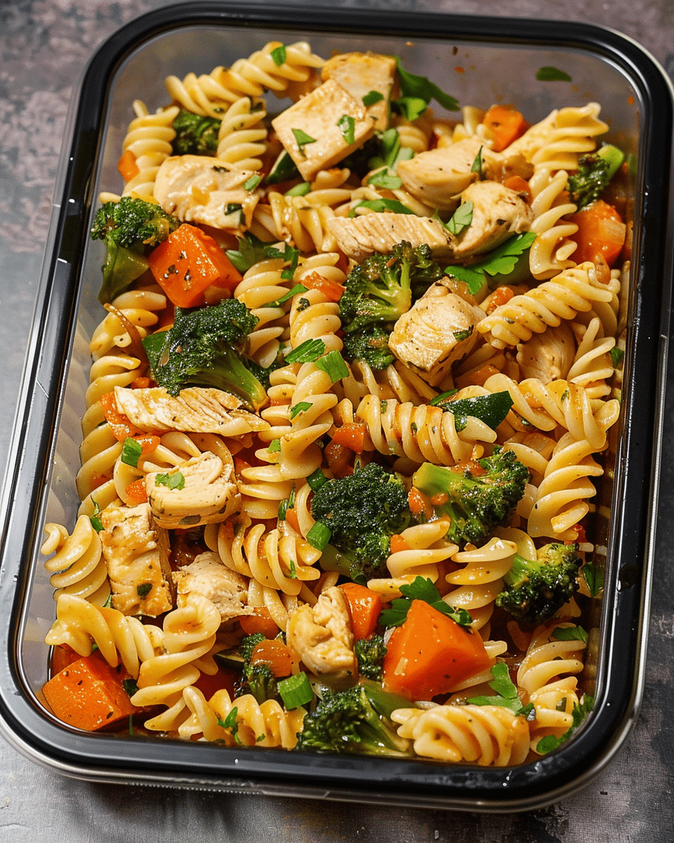 Garlic Chicken and Veggies Pasta Meal Prep Recipe