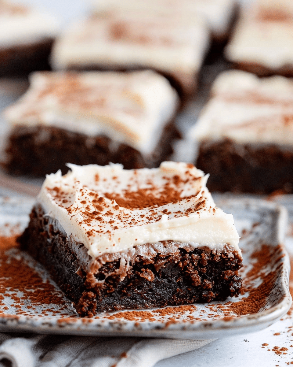 Gingerbread Brownies with Eggnog Cream Cheese Frosting