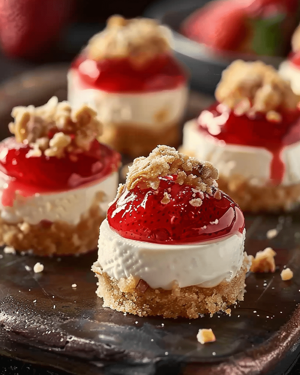 Mini Strawberry Crunch Cheesecake Bites