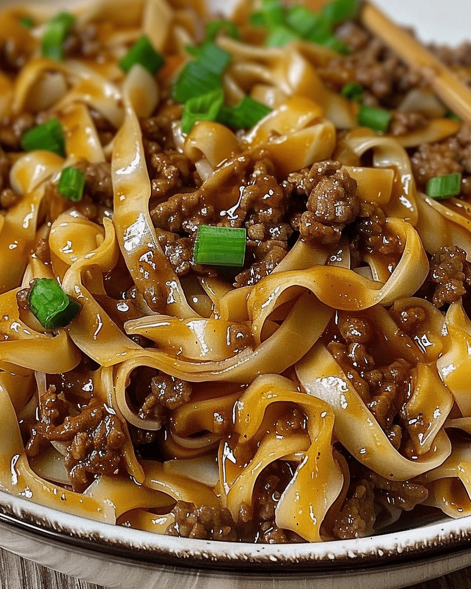 Mongolian Ground Beef Noodles Recipe