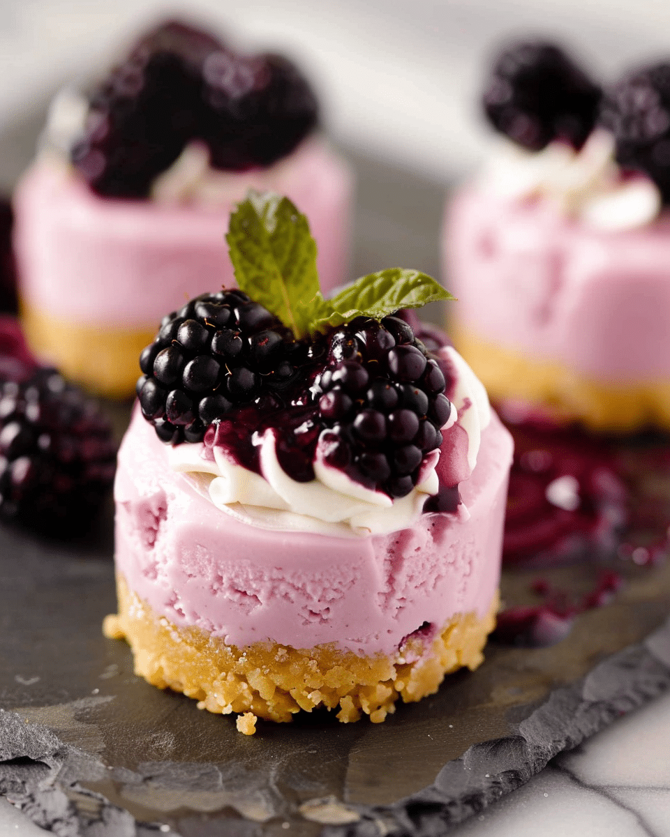 No Bake Mini Blackberry Cheesecakes