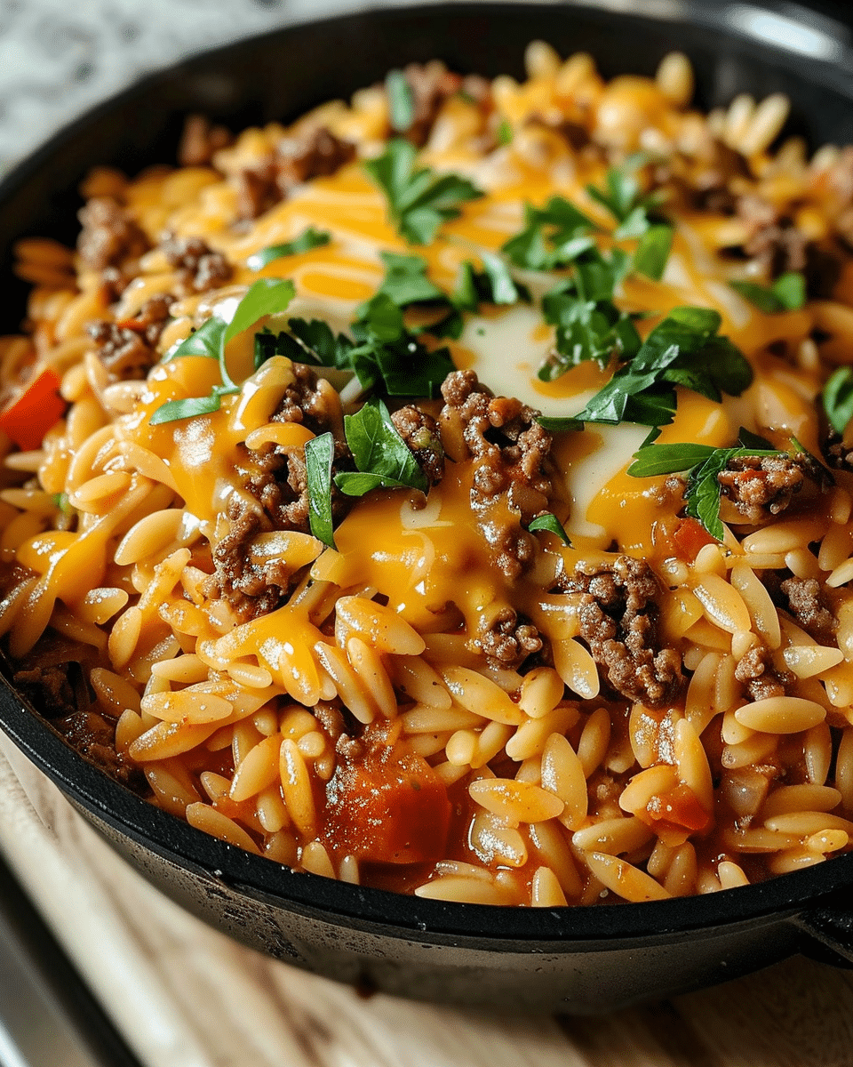One-Pot Cheeseburger Orzo Skillet: A Quick and Delicious Meal