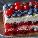 Patriotic Flag Cake with Blueberries and Cherries