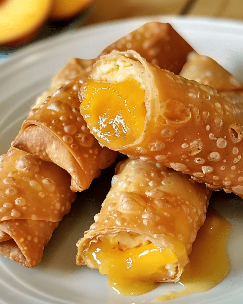 Peach Cobbler Egg Rolls