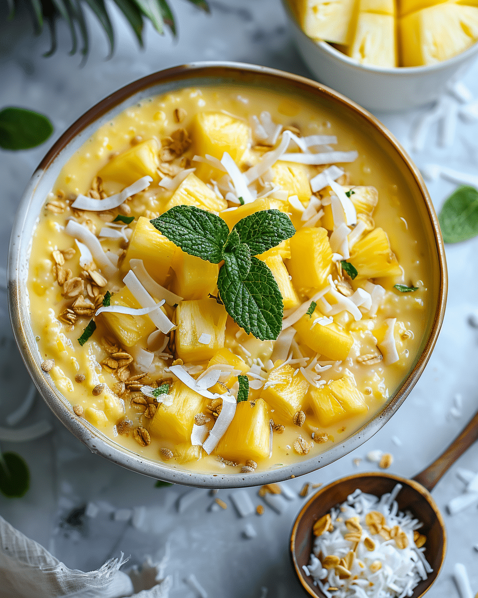 Pineapple Coconut Cottage Cheese Smoothie Bowl