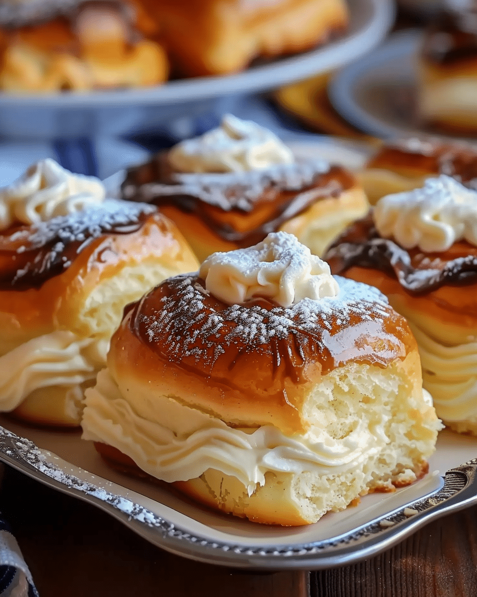 Boston Cream Pie Stuffed Hawaiian Rolls