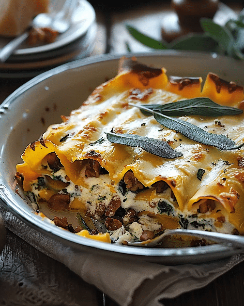 Butternut Squash Cannelloni with Walnut-Sage Béchamel Sauce