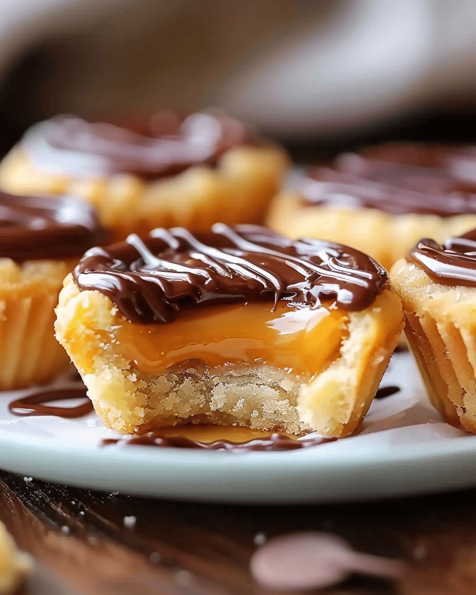 Caramel-Drizzled Shortbread Cookie Cups