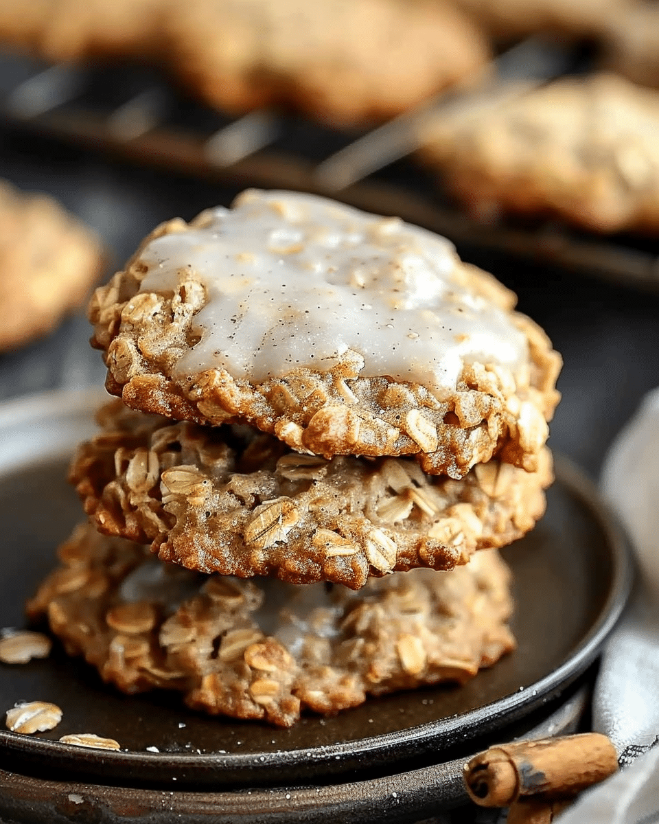 Chewy Chai Oatmeal Cookies with Maple Glaze