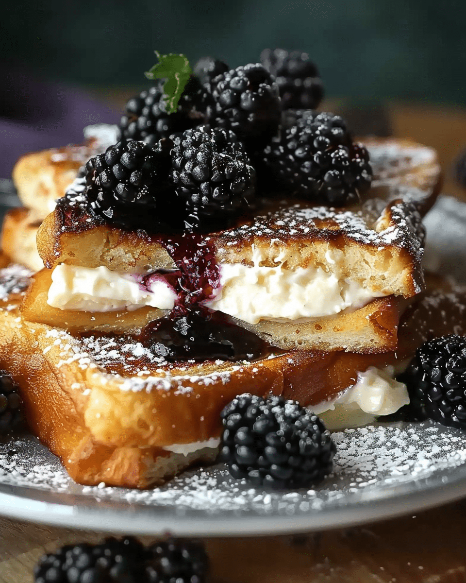 Cream Cheese Stuffed French Toast with Blackberry Compote