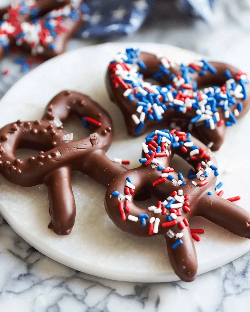 Fourth of July Chocolate-Dipped Pretzels
