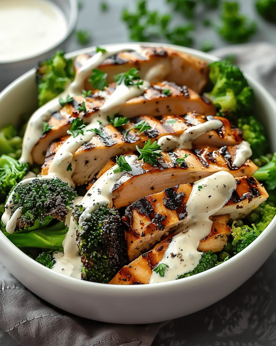 Grilled Chicken & Broccoli Bowls with Creamy Garlic Sauce: A Wholesome, Flavorful Meal