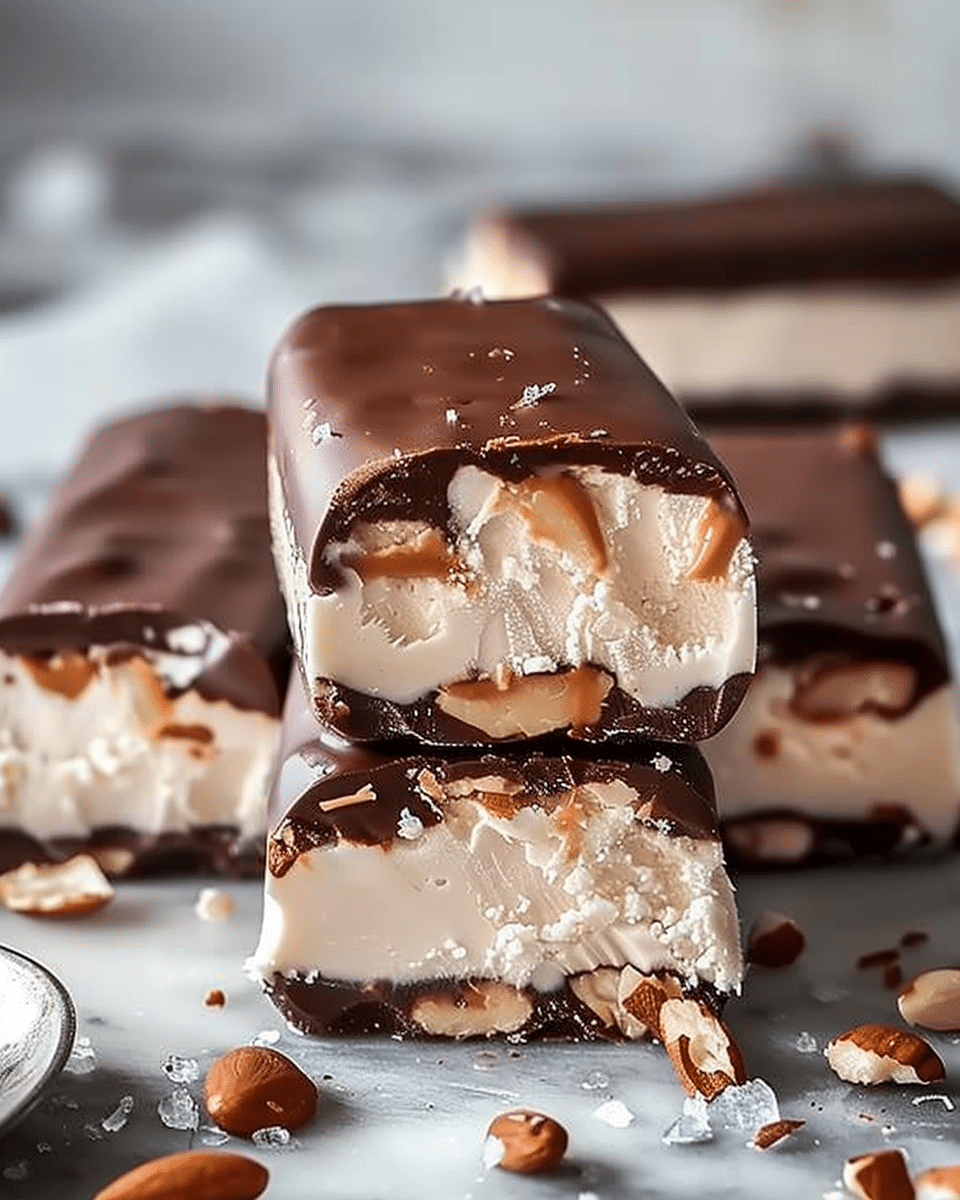 Homemade Snickers Ice Cream Bars
