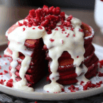 Irresistible Red Velvet Pancakes With Cream Cheese Glaze