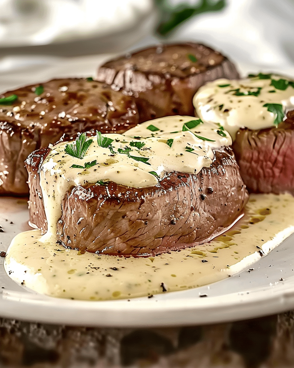 Juicy Steak with Creamy Garlic Sauce