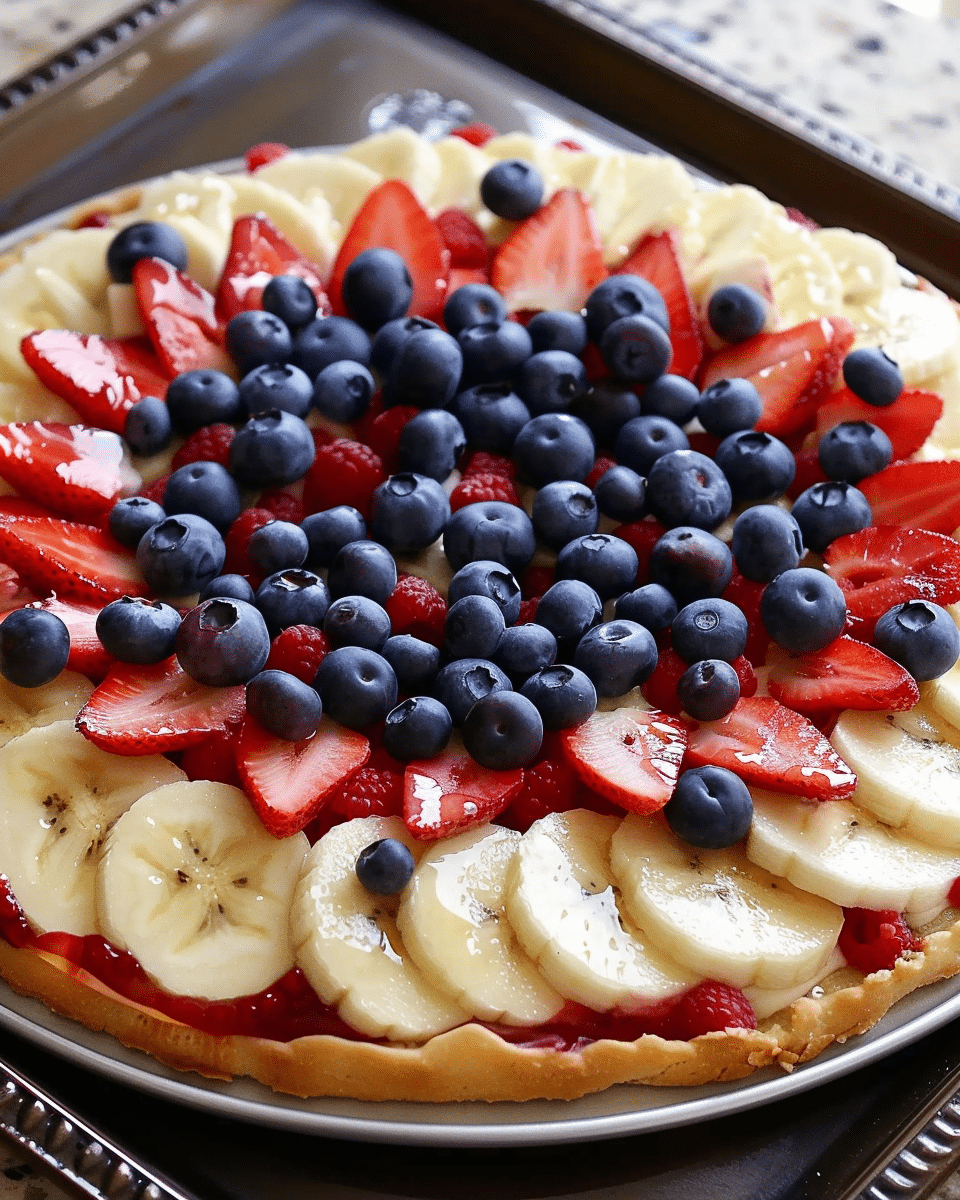 Patriotic Red, White and Blue Fruit Pizza Recipe