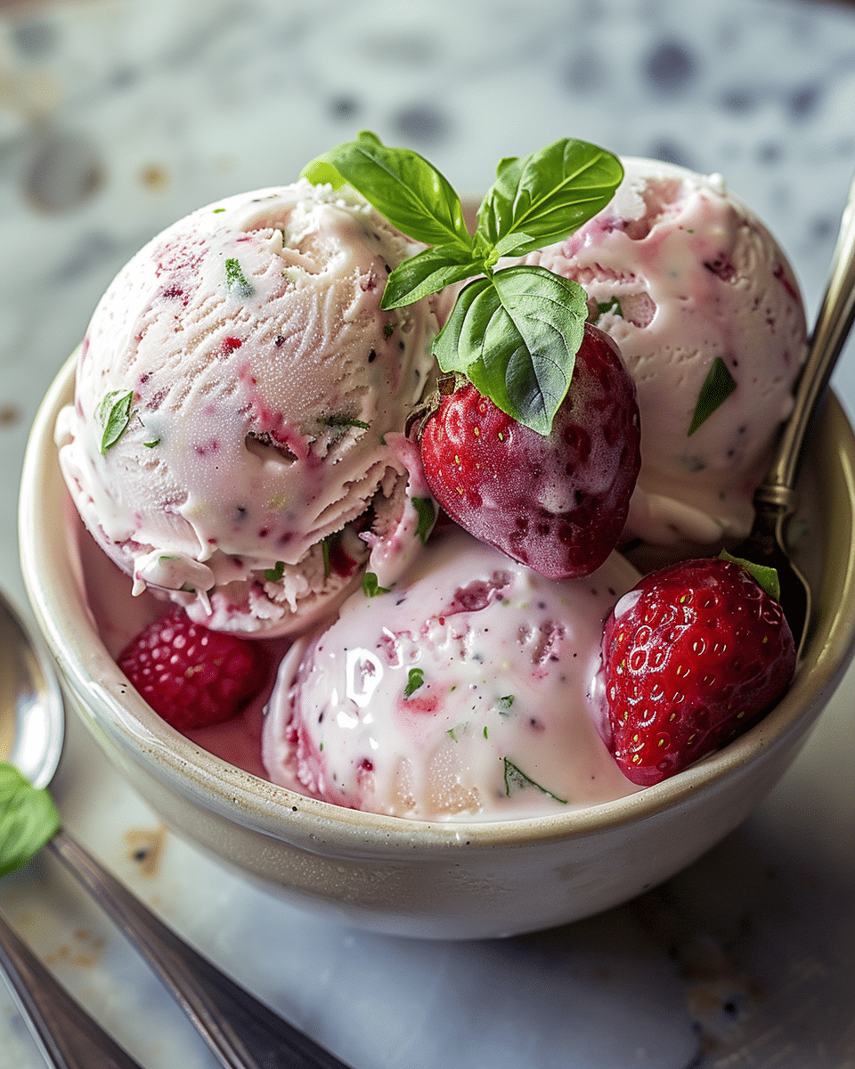 Roasted Strawberries & Lime Basil Ice Cream: A Fresh and Flavorful Delight