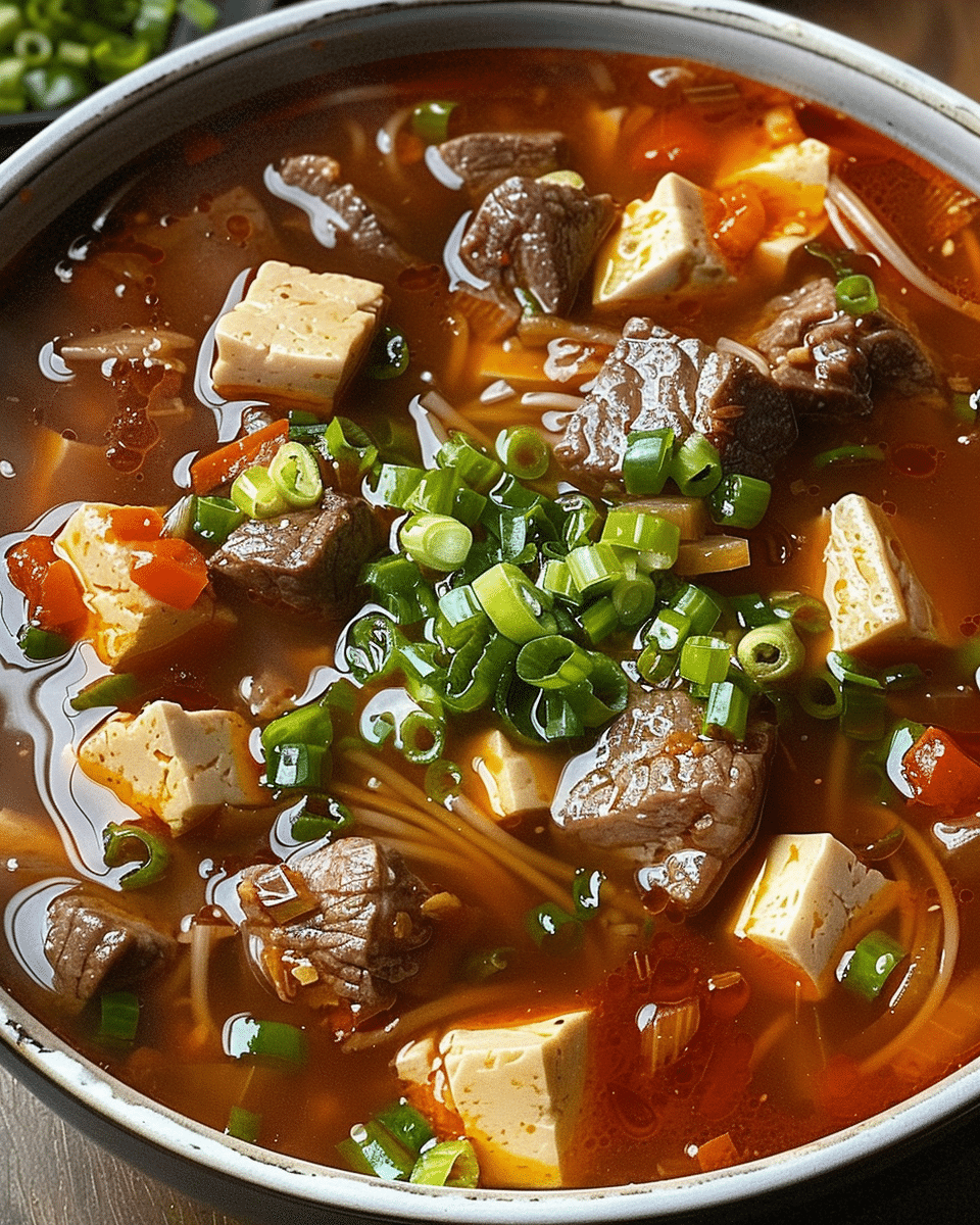 Spicy Beef and Tofu Soup