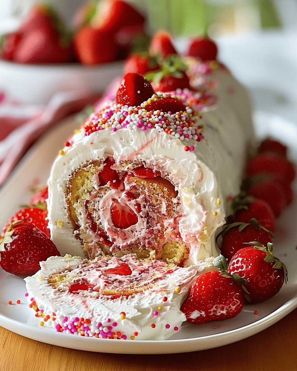 Strawberry Birthday Cake Roll