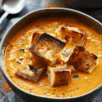 Tomato Bisque with Grilled Cheese Croutons