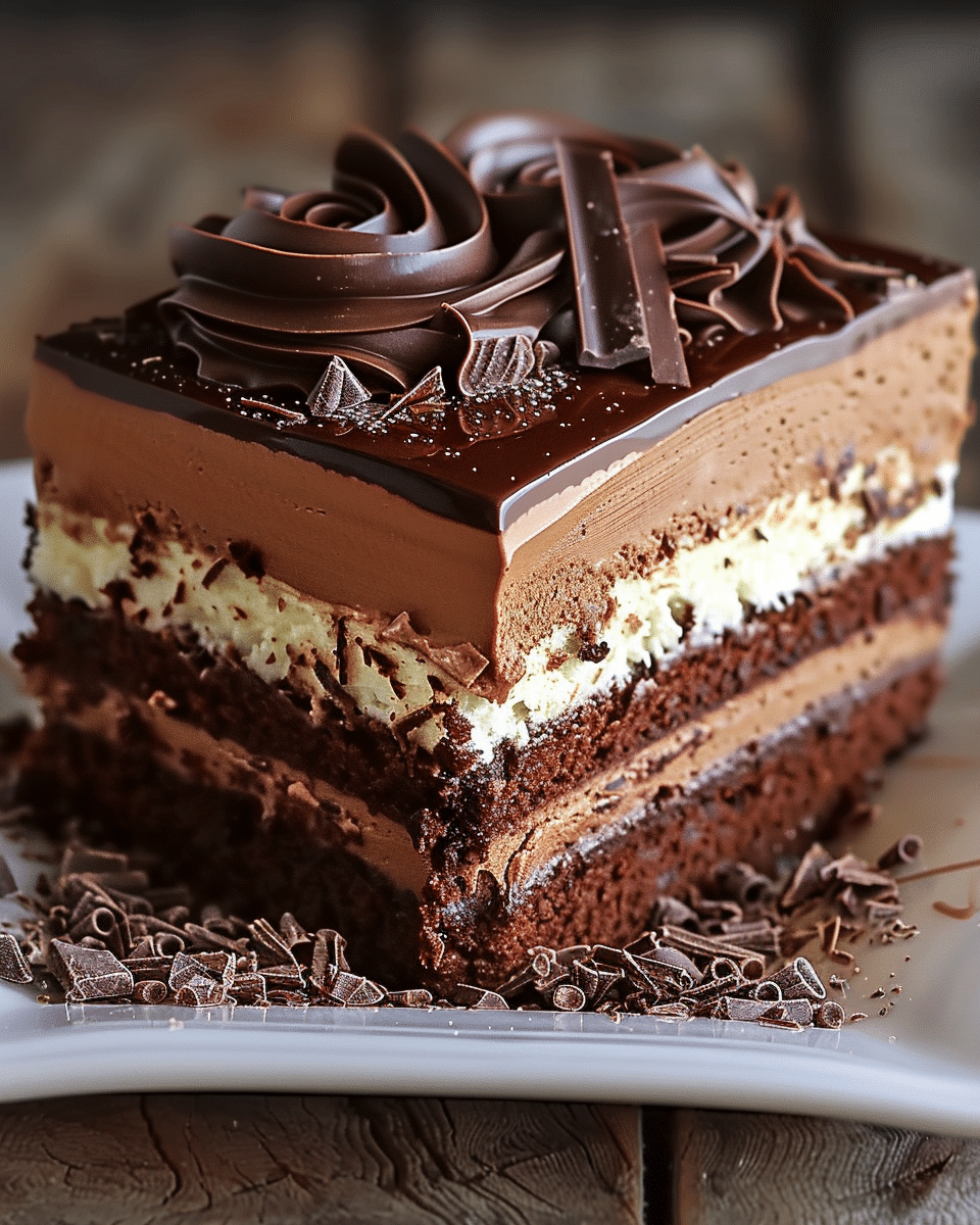 Triple Layer Chocolate Mousse Cake