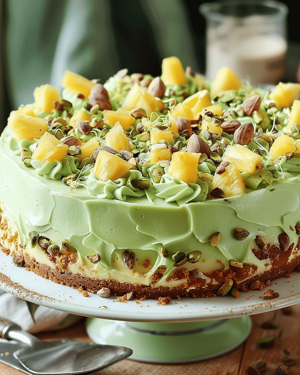 Tropical Pistachio Pineapple Cake for Summer Bliss