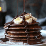 Chocolate Pancakes with Melted Chocolate Drizzle
