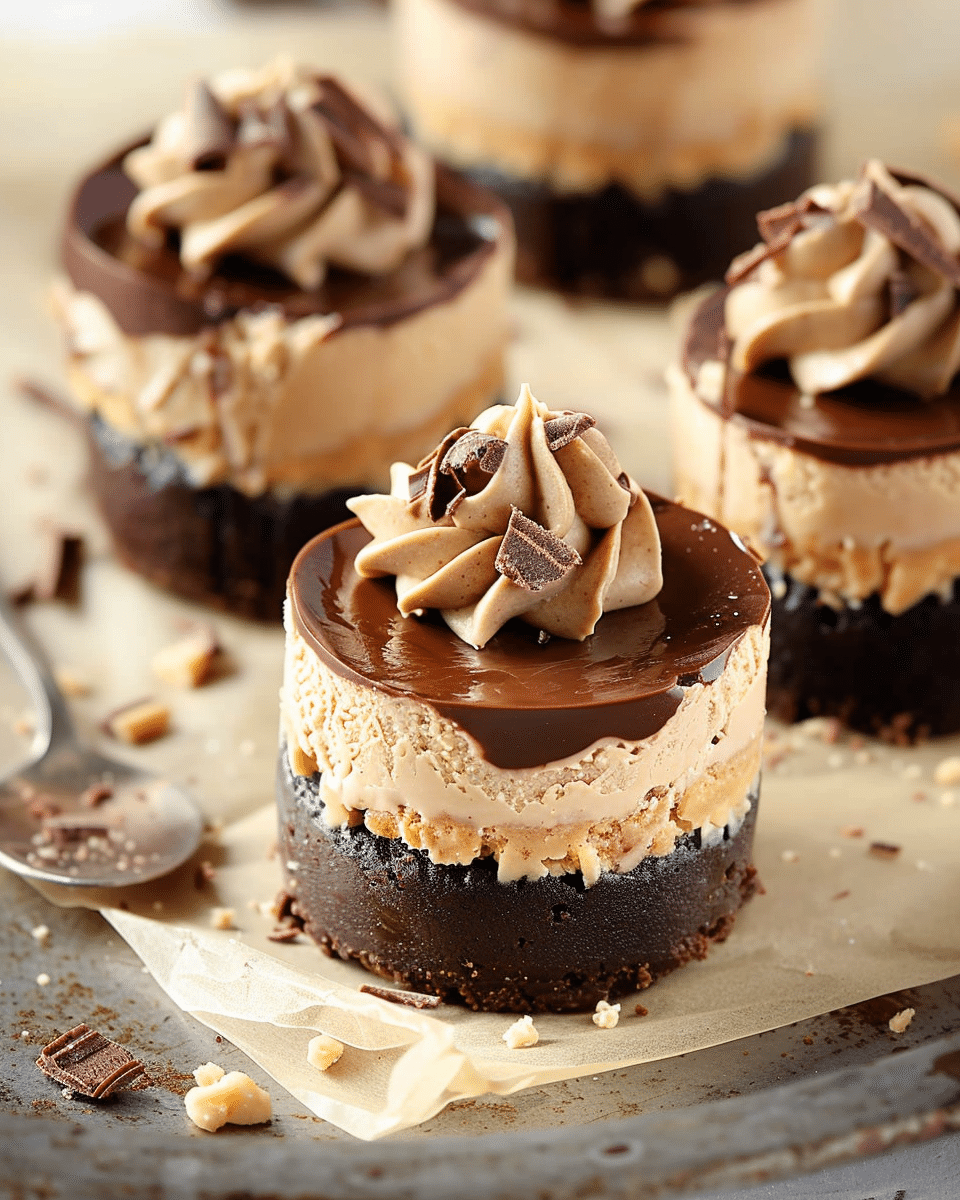 Chocolate Peanut Butter Mini Cheesecakes