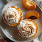 Cinnamon Sugar Baked Peaches with Cream