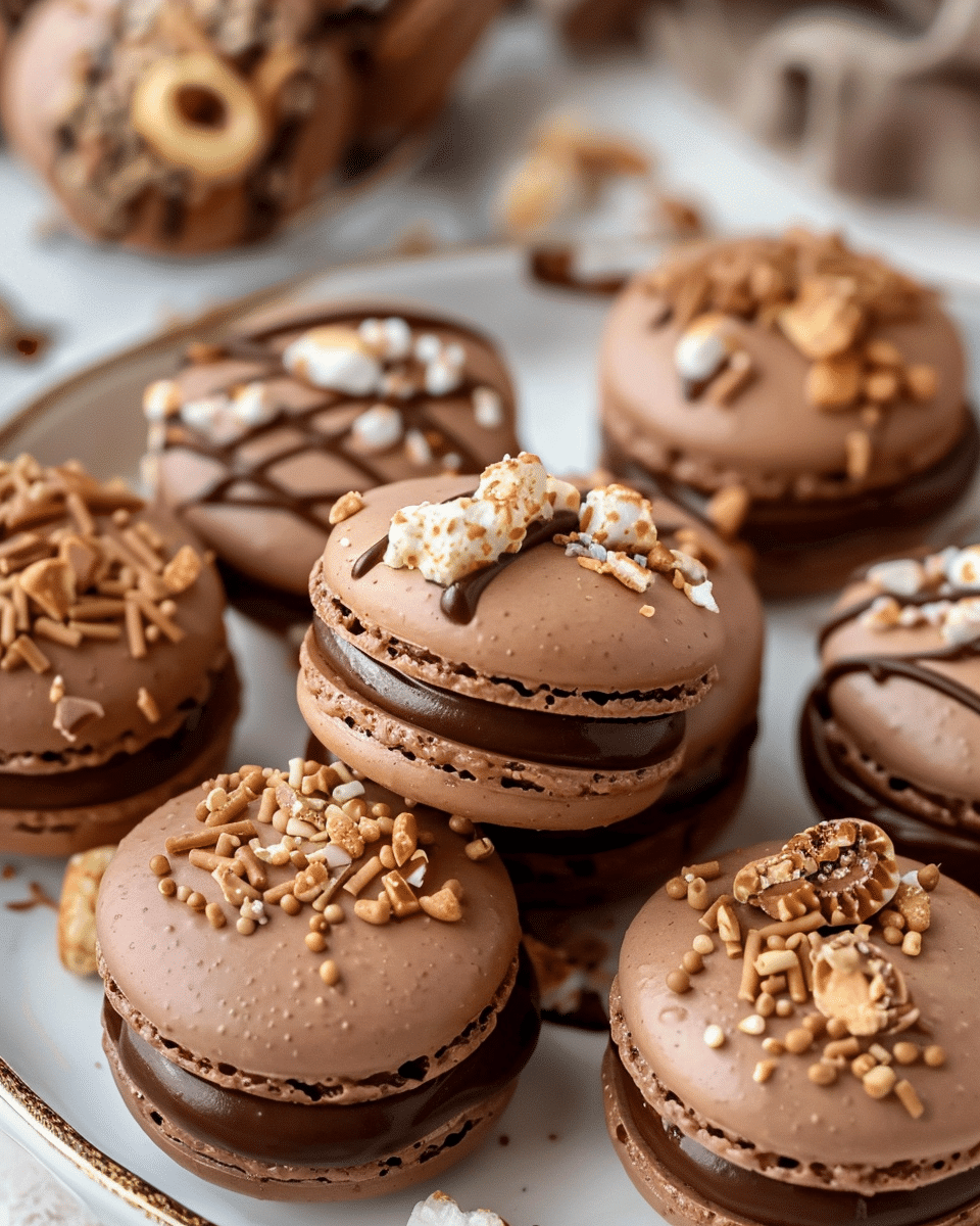 Ferrero Rocher Macarons with Nutella Ganache (No Rest French method)