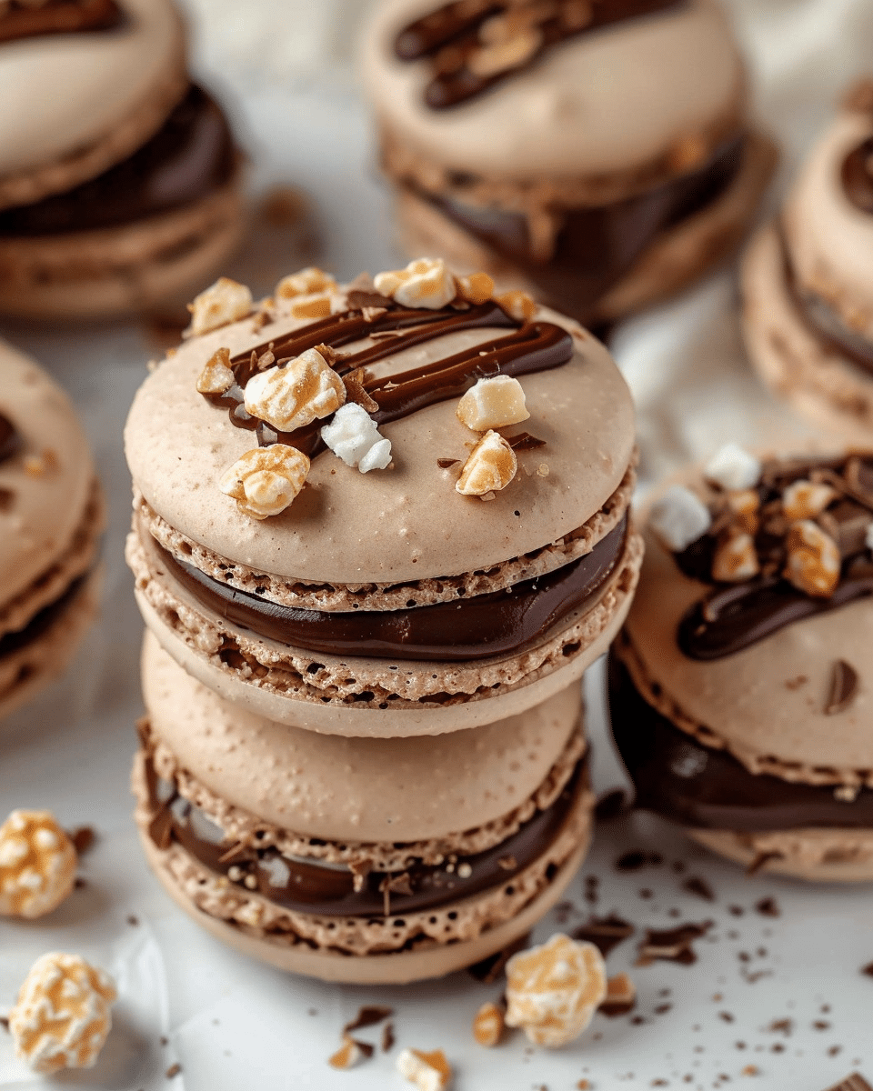 Ferrero Rocher Macarons with Nutella Ganache (No Rest French method)