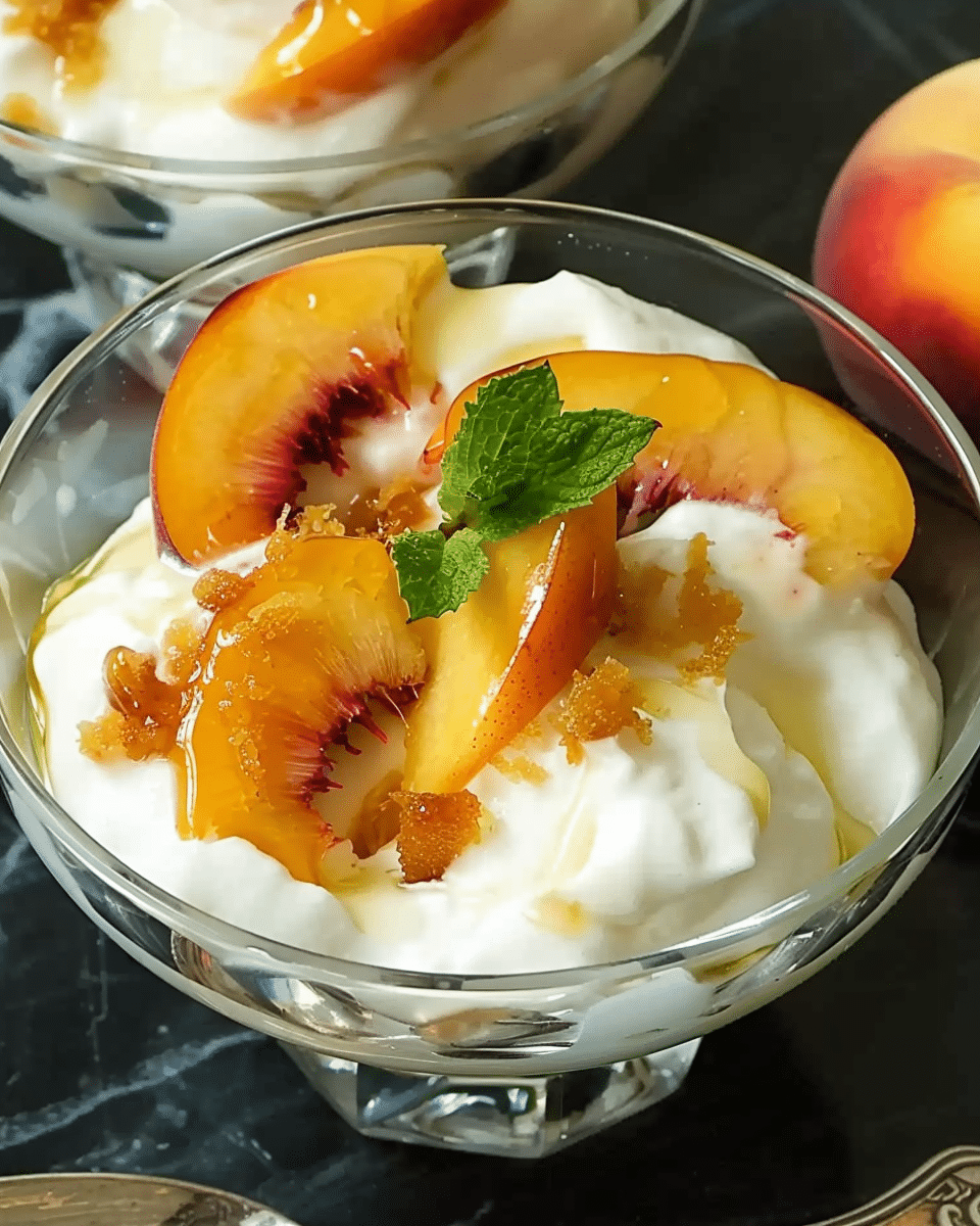 Fresh Peaches with Honey-Vanilla Creme Fraiche Recipe