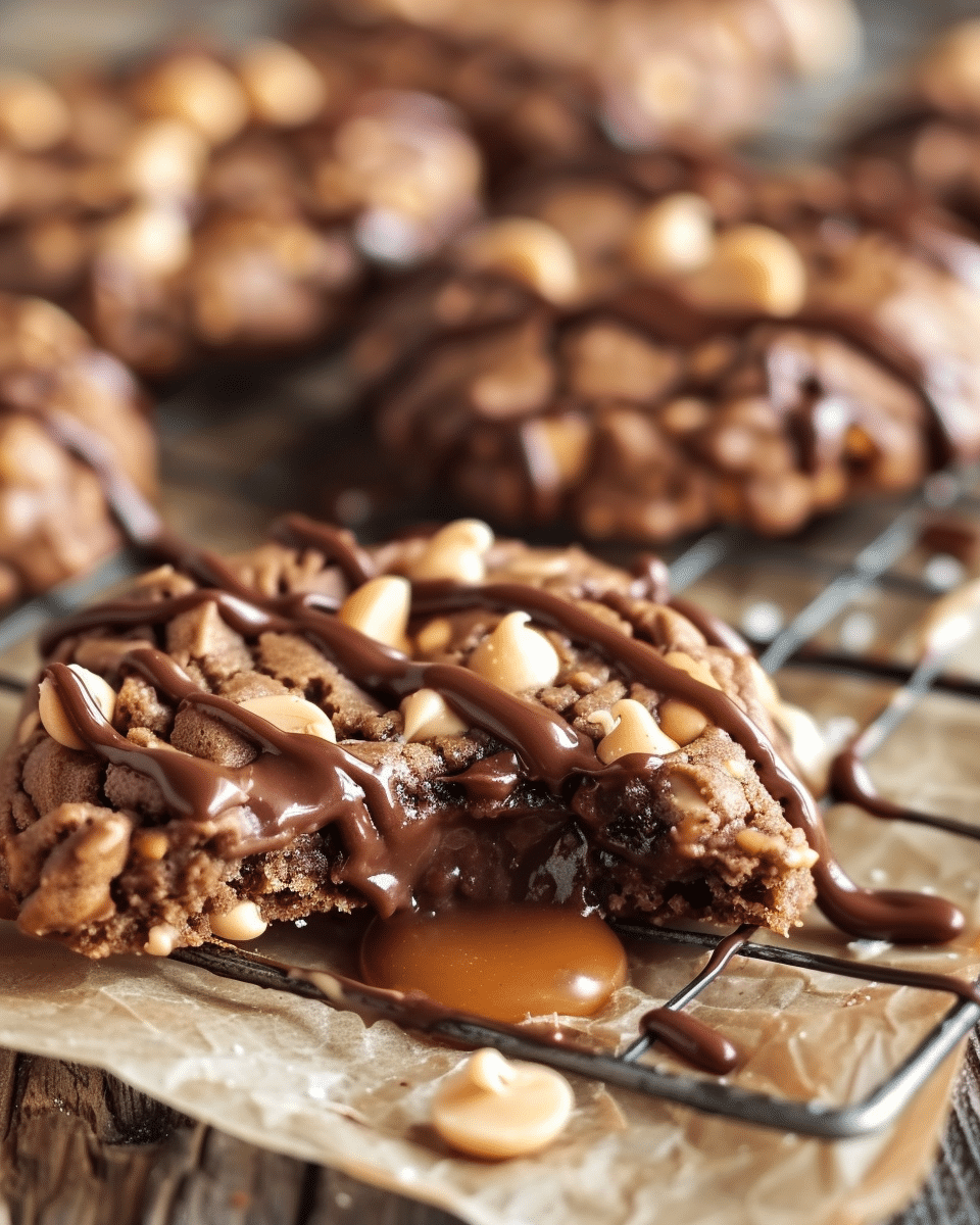 Peanut Butter Chocolate Caramel Cookies