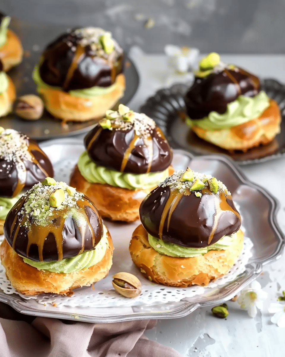 Pistachio Chocolate Choux Buns Recipe