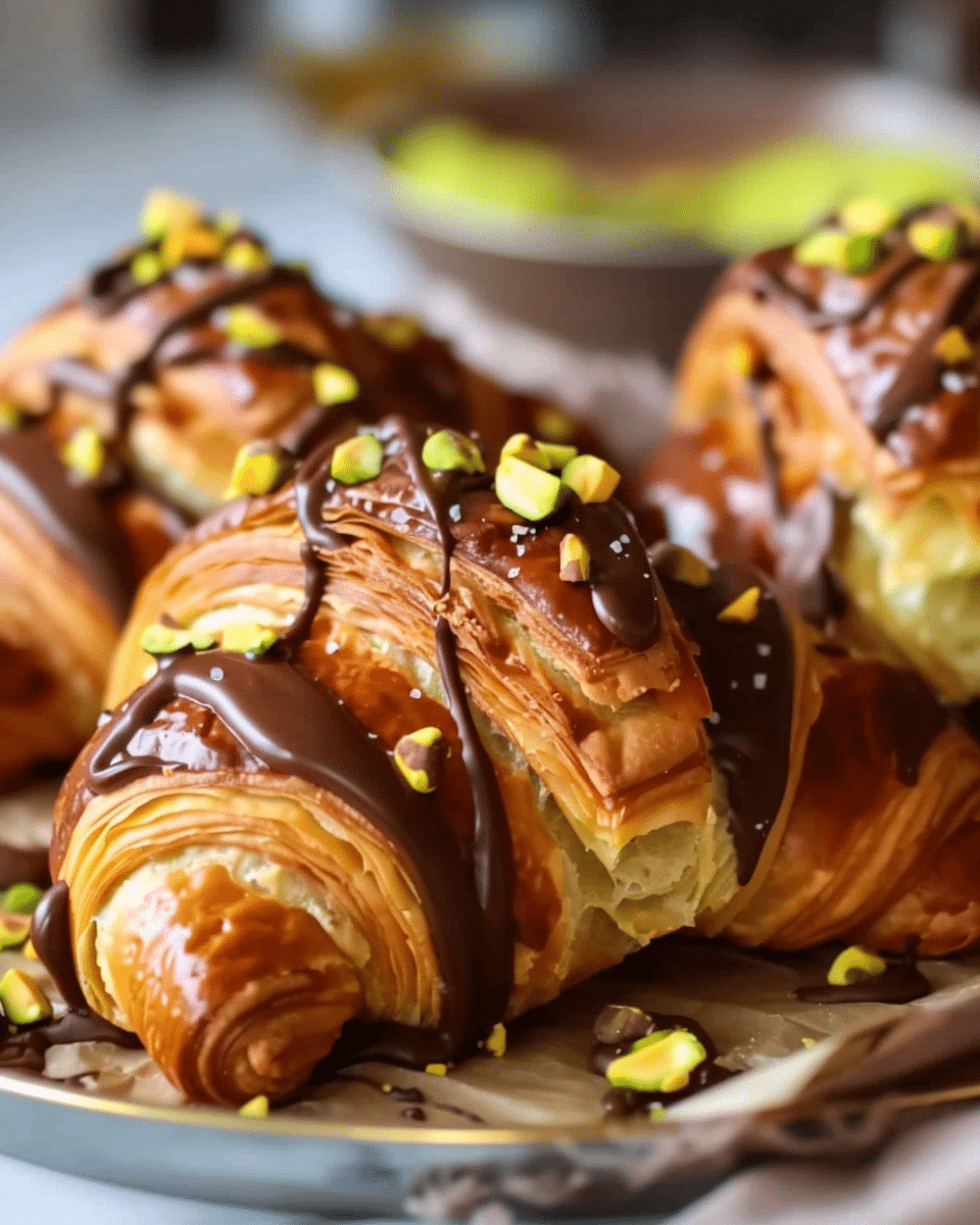 Pistachio Chocolate Croissants