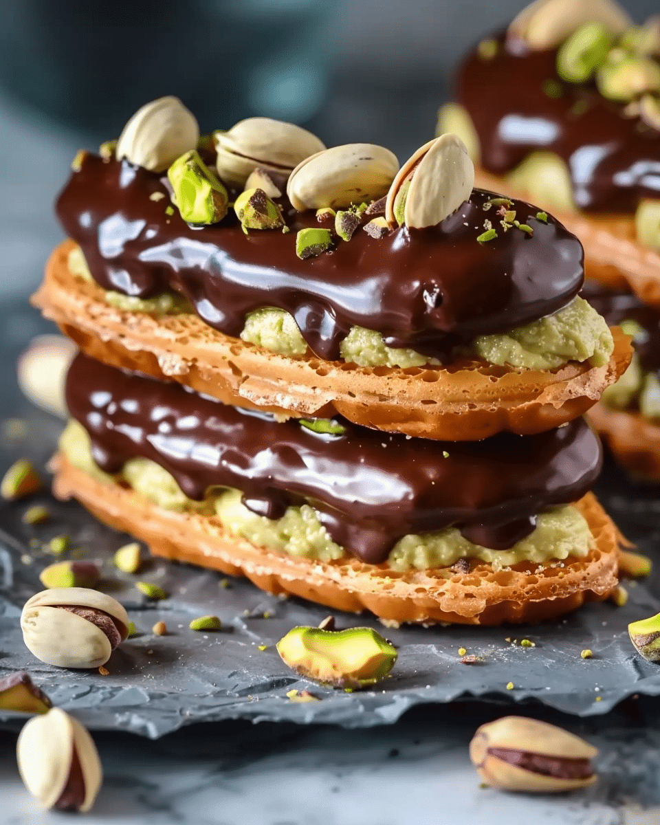 Pistachio Chocolate Éclair Towers