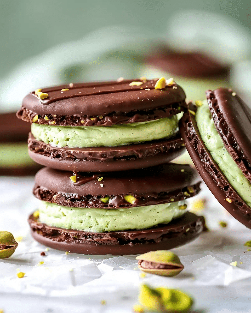 Pistachio Chocolate Sandwich Cookies
