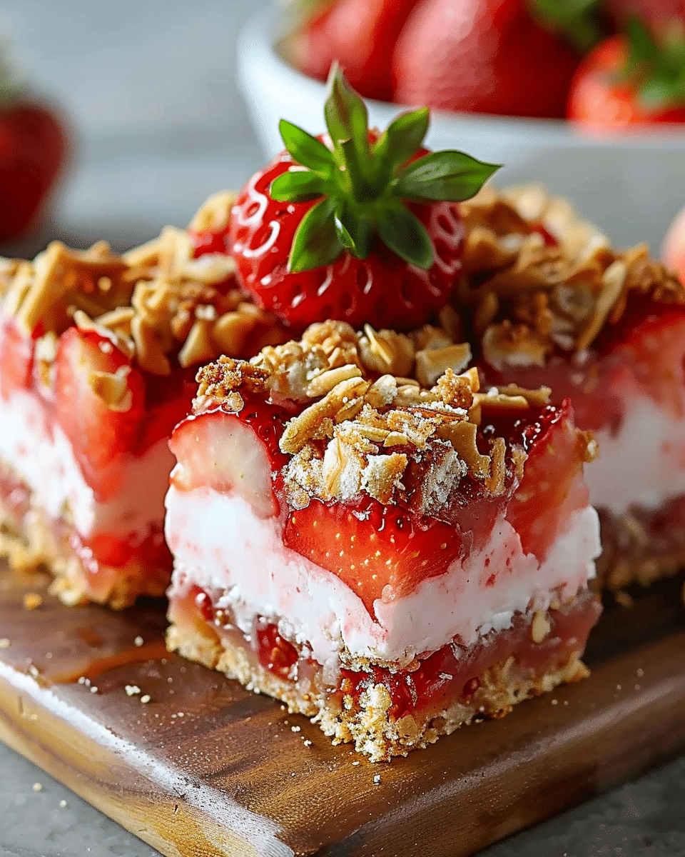No-Bake Strawberry Yogurt Crunch Bars