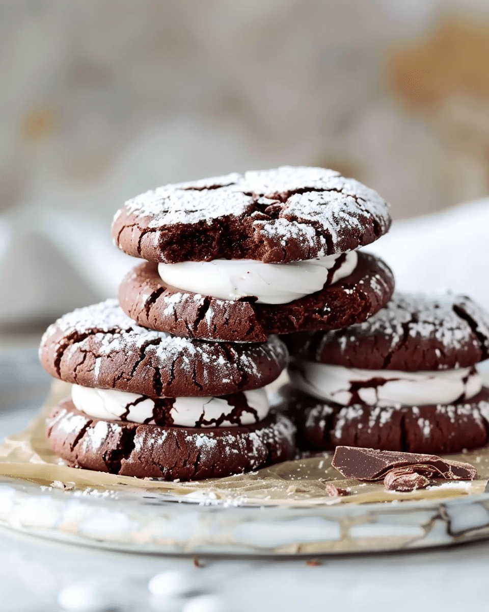 Triple Chocolate Crinkle Sandwich Cookies
